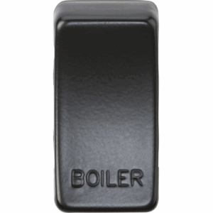 Grid Wiring Accessories - Knightsbridge Matt Black Switch cover marked BOILER (GDBOILMB)