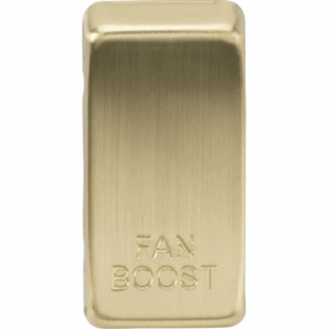 Grid Wiring Accessories - Knightsbridge Brushed Brass Switch cover marked FAN BOOST (GDBOOSTBB)