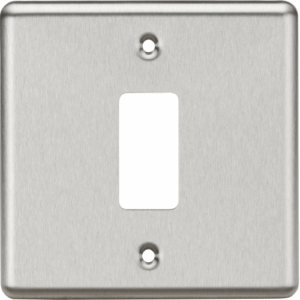 Grid Wiring Accessories - Knightsbridge Brushed Chrome 1G Grid Faceplate Rounded Edge (GDCL1BC)