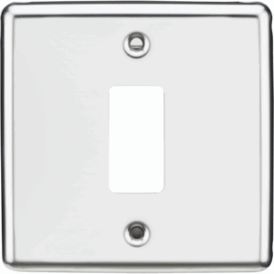 Grid Wiring Accessories - Knightsbridge Polished Chrome 1G Grid Faceplate Rounded Edge (GDCL1PC)