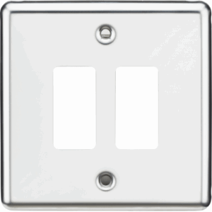 Grid Wiring Accessories - Knightsbridge Polished Chrome 2G Grid Faceplate Rounded Edge (GDCL2PC)