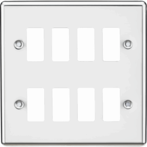 Grid Wiring Accessories - Knightsbridge Polished Chrome 8G Grid Faceplate Rounded Edge (GDCL8PC)