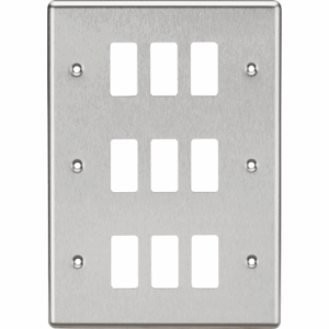 Grid Wiring Accessories - Knightsbridge Brushed Chrome 9G Grid Faceplate Rounded Edge (GDCL9BC)
