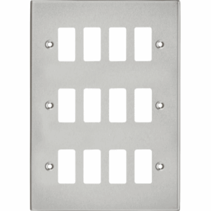 Grid Wiring Accessories - Knightsbridge Brushed Chrome 12G Grid Faceplate (GDCS12BC)