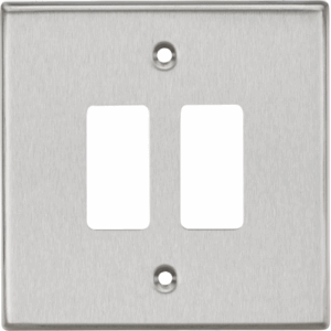 Grid Wiring Accessories - Knightsbridge Brushed Chrome 2G Grid Faceplate (GDCS2BC)