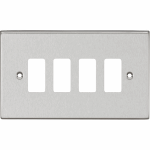 Grid Wiring Accessories - Knightsbridge Brushed Chrome 4G Grid Faceplate (GDCS4BC)
