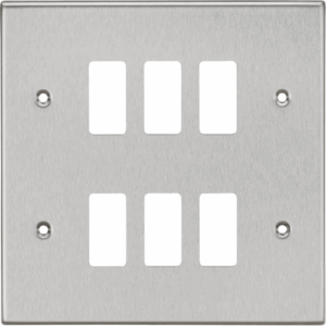 Grid Wiring Accessories - Knightsbridge Brushed Chrome 6G Grid Faceplate (GDCS6BC)