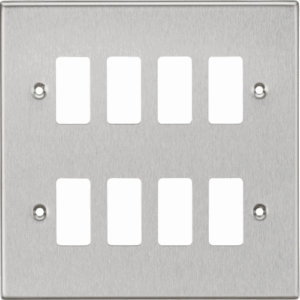 Grid Wiring Accessories - Knightsbridge Brushed Chrome 8G Grid Faceplate (GDCS8BC)