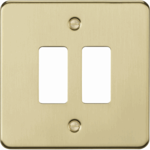 Grid Wiring Accessories - Knightsbridge Brushed Brass 2G grid faceplate (GDFP002BB)