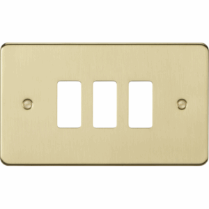 Grid Wiring Accessories - Knightsbridge Brushed Brass 3G grid faceplate (GDFP003BB)