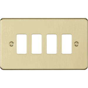Grid Wiring Accessories - Knightsbridge Brushed Brass 4G grid faceplate (GDFP004BB)