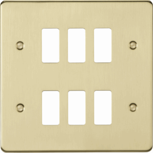 Grid Wiring Accessories - Knightsbridge Brushed Brass 6G grid faceplate (GDFP006BB)