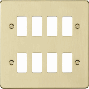 Grid Wiring Accessories - Knightsbridge Brushed Brass 8G grid faceplate (GDFP008BB)