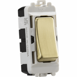 Grid Wiring Accessories - Knightsbridge Brushed Brass 20AX 2 way SP grid module (GDM001BB)