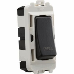 Grid Wiring Accessories - Knightsbridge Anthracite 20AX 2 way retractive SP module (marked PRESS) (GDM006AT)