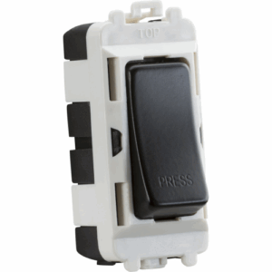 Grid Wiring Accessories - Knightsbridge Matt Black 20AX 2-way retractive SP module (marked PRESS) (GDM006MB)