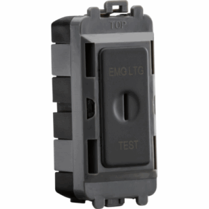 Grid Wiring Accessories - Knightsbridge Anthracite 20AX 2 way SP key module (marked EMG LTG TEST) (GDM007AT)
