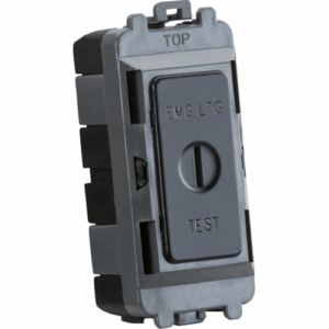 Grid Wiring Accessories - Knightsbridge Matt Black 20AX 2-way key module (marked EMG LTG TEST) (GDM007MB)