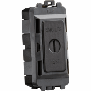 Grid Wiring Accessories - Knightsbridge Smoked Bronze 20AX 2 way SP key module (marked EMG LTG TEST) (GDM007SB)