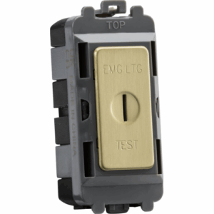 Grid Wiring Accessories - Knightsbridge Brushed Brass 20AX DP key module (marked EMG LTG TEST) (GDM008BB)