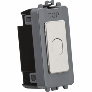 Grid Wiring Accessories - Knightsbridge Brushed Chrome 1G 1-way 10-200W (10-100W LED) trailing edge dimmer (Press Type) (GDM014BC)