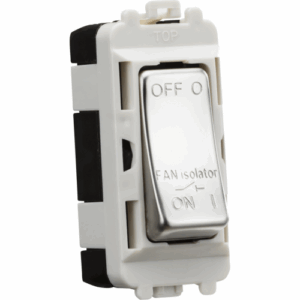 Grid Wiring Accessories - Knightsbridge Polished Chrome 10A Fan Isolator Module (GDM020PC)
