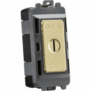Grid Wiring Accessories - Knightsbridge Brushed Brass 10A fan Isolator key switch module (GDM021BB)