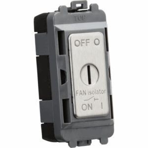 Grid Wiring Accessories - Knightsbridge Brushed Chrome 10A Fan Isolator Key Switch Module (GDM021BC)
