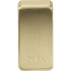 Grid Wiring Accessories - Knightsbridge Brushed Brass Switch cover marked OVEN (GDOVENBB)
