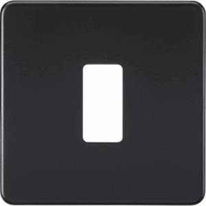 Grid Wiring Accessories - Knightsbridge Matt Black Screwless 1G grid faceplate (GDSF001MB)