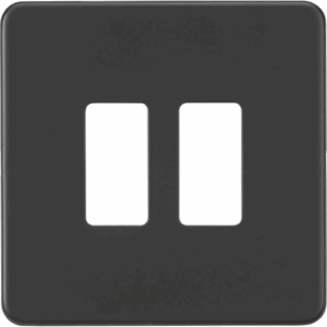Grid Wiring Accessories - Knightsbridge Anthracite Screwless 2G grid faceplate (GDSF002AT)
