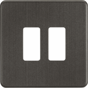 Grid Wiring Accessories - Knightsbridge Smoked Bronze Screwless 2G grid faceplate (GDSF002SB)