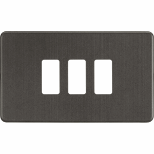 Grid Wiring Accessories - Knightsbridge Smoked Bronze Screwless 3G grid faceplate (GDSF003SB)
