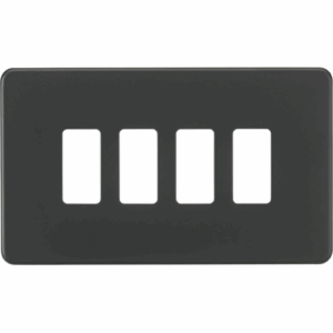 Grid Wiring Accessories - Knightsbridge Anthracite Screwless 4G grid faceplate (GDSF004AT)