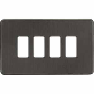 Grid Wiring Accessories - Knightsbridge Smoked Bronze Screwless 4G grid faceplate (GDSF004SB)