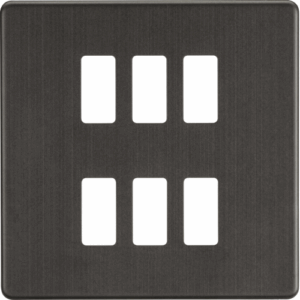 Grid Wiring Accessories - Knightsbridge Smoked Bronze Screwless 6G grid faceplate (GDSF006SB)