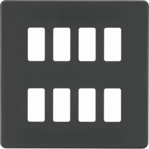 Grid Wiring Accessories - Knightsbridge Anthracite Screwless 8G grid faceplate (GDSF008AT)