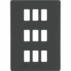 Grid Wiring Accessories - Knightsbridge Anthracite Screwless 9G grid faceplate (GDSF009AT)