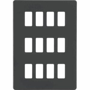 Grid Wiring Accessories - Knightsbridge Anthracite Screwless 12G grid faceplate (GDSF012AT)