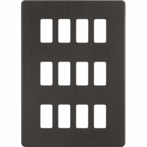 Grid Wiring Accessories - Knightsbridge Smoked Bronze Screwless 12G grid faceplate (GDSF012SB)