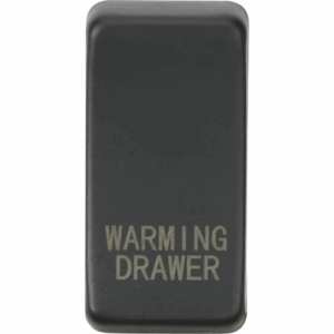 Grid Wiring Accessories - Knightsbridge Anthracite Switch cover marked WARMING DRAWER (GDWARMAT)