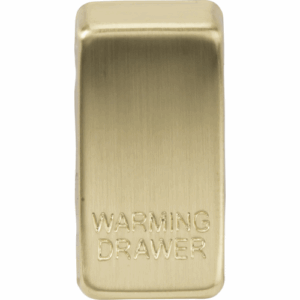 Grid Wiring Accessories - Knightsbridge Brushed Brass Switch cover marked WARMING DRAWER (GDWARMBB)