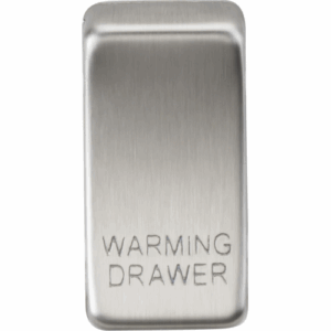 Grid Wiring Accessories - Knightsbridge Brushed Chrome Switch cover marked WARMING DRAWER (GDWARMBC)
