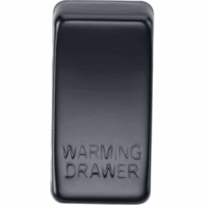 Grid Wiring Accessories - Knightsbridge Matt Black Switch cover marked WARMING DRAWER (GDWARMMB)