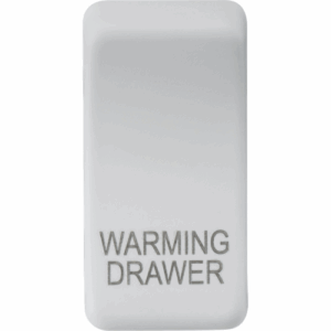 Grid Wiring Accessories - Knightsbridge Matt White Switch cover marked WARMING DRAWER (GDWARMMW)