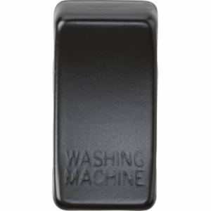 Grid Wiring Accessories - Knightsbridge Matt Black Switch cover marked WASHING MACHINE (GDWASHMB)