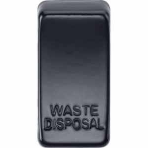 Grid Wiring Accessories - Knightsbridge Matt Black Switch cover marked WASTE DISPOSAL (GDWASTEMB)