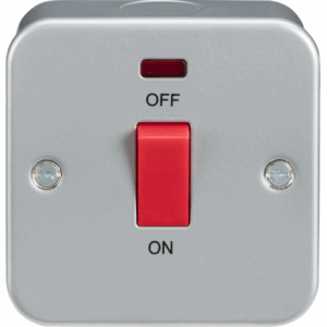 Metal Clad Range - Knightsbridge Silver/Grey Metal Clad 45A DP Switch with Neon Single Size (M8331N)