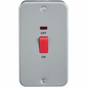 Metal Clad Range - Knightsbridge Silver/Grey Metal Clad 45A DP Switch with Neon Large Plate (M8332N)