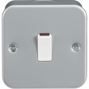 Metal Clad Range - Knightsbridge Silver/Grey Metal Clad 20A 1G DP Switch (M8341)